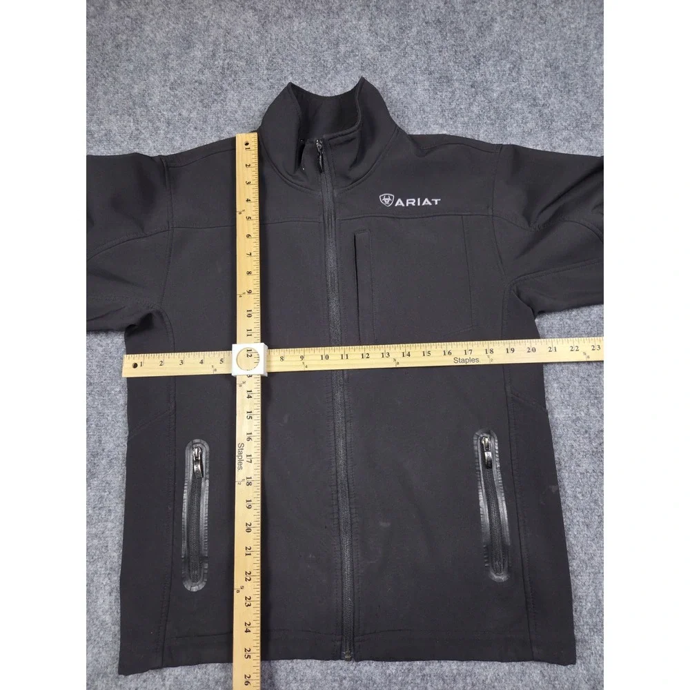 Ariat Softshell Jacket Mens Size S Black Full Zip Fleece Lined Logo Workwear